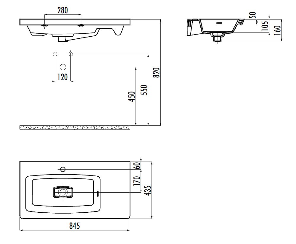 Раковина Creavit Memory 84,5 MY085-0000 белая купить в интернет-магазине Sanbest