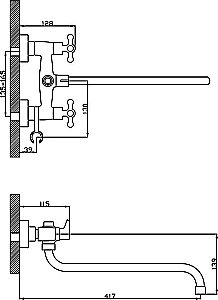 Смеситель для ванны Rossinka G G02-84 купить в интернет-магазине сантехники Sanbest