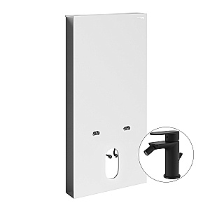 Инсталляция для биде со смесителем WasserKraft Naab 86BDT.050.WH.SQ7406 белая панель/смеситель черный Soft-touch купить в интернет-магазине сантехники Sanbest