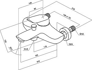 Смеситель для ванны и душа AM.PM Bliss L F5310032 купить в интернет-магазине сантехники Sanbest