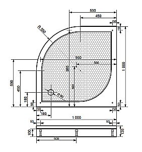 Душевой поддон Эстет Омега 100x100 белый купить в интернет-магазине Sanbest