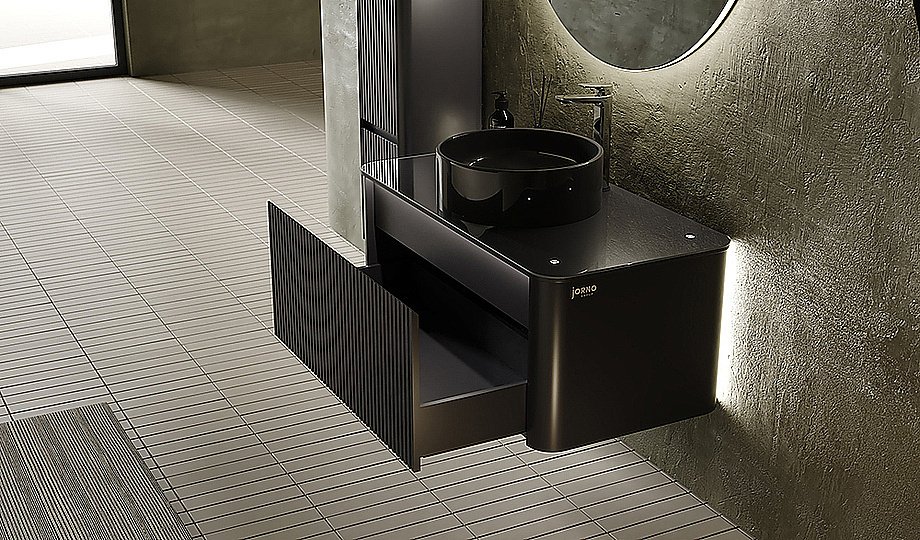 Тумба с раковиной Jorno Lumino 120 антрацит для ванной в интернет-магазине Sanbest