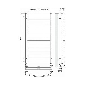 Полотенцесушитель водяной Terminus Классик П20 500x1006 купить в интернет-магазине сантехники Sanbest