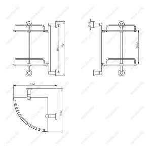 Полка угловая двойная Melana MLN-SY3004 купить в интернет-магазине сантехники Sanbest