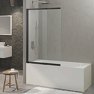 Шторка для ванны Berges RIVER S Slider Black 980 065015 стекло прозрачное купить в интернет-магазине Sanbest