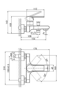 Смеситель для ванны Cersanit BRASKO с душевым гарнитуром VIBE 64513 купить в интернет-магазине сантехники Sanbest