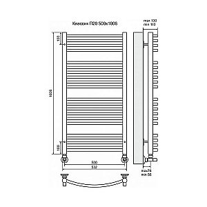 Полотенцесушитель водяной Terminus Классик П20 500x1006 купить в интернет-магазине сантехники Sanbest