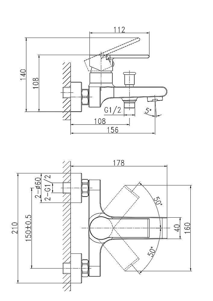 Смеситель для ванны Cersanit BRASKO с душевым гарнитуром VIBE 64513 купить в интернет-магазине сантехники Sanbest