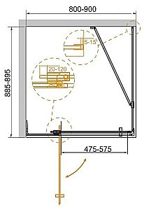 Душевой уголок Cezares Slider 89х85 SLIDER-AH-1-90-80/90-C-CR стекло прозрачное/профиль хром купить в интернет-магазине Sanbest