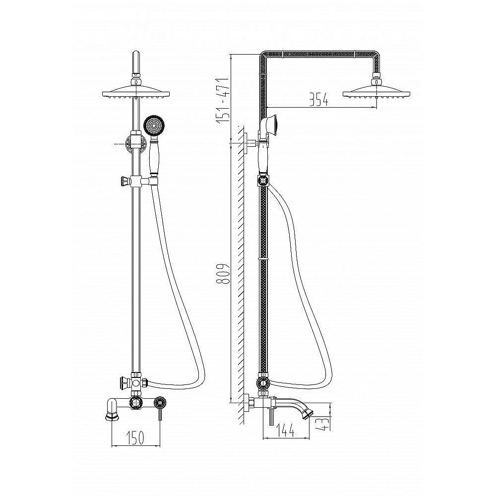 Душевая система Milacio Vitoria MC.101.1SL серебро купить в интернет-магазине сантехники Sanbest