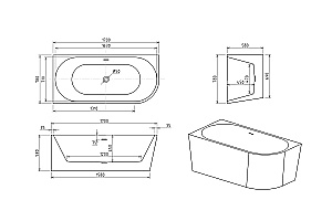 Акриловая ванна Royal Bath RIVA RB610311-GR 170х78 белый купить в интернет-магазине Sanbest