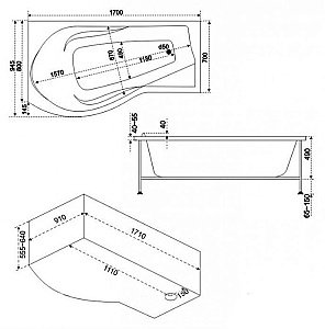 Ванна акриловая BAS Капри 170x95 купить в интернет-магазине Sanbest