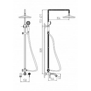 Душевая система Milacio Vitoria MC.101.1SL серебро купить в интернет-магазине сантехники Sanbest