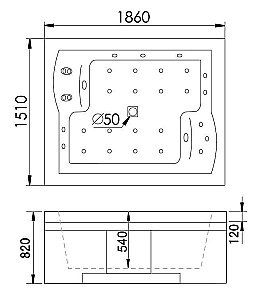 Ванна акриловая Gemy Face to You G9052-II K 186х151 белая с гидромассажем купить в интернет-магазине Sanbest