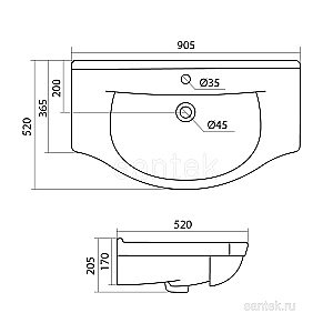 Раковина мебельная Santek Эльбрус 91 1.WH11.0.790 белая купить в интернет-магазине Sanbest