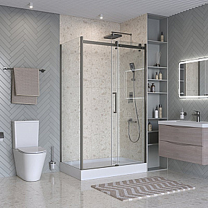 Душевой уголок BelBagno Marino 2-AH-1 120x80 стекло прозрачное/профиль оружейная сталь купить в интернет-магазине Sanbest