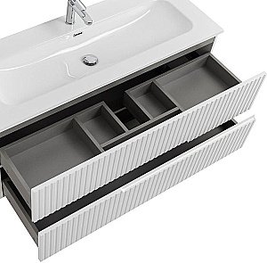 Тумба с раковиной Cezares DUET-N 120 DUET-N-1200-2C-SO-BL белая глянцевая для ванной в интернет-магазине Sanbest