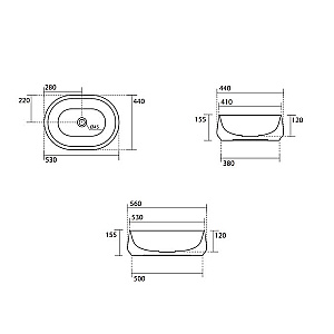 Раковина Kerasan F10 53 4305 Белый матовый купить в интернет-магазине Sanbest