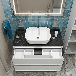 Тумба с раковиной и столешницей BelBagno KRAFT 100 KRAFT100BO-KEPMNO-1302-SET белая матовая для ванной в интернет-магазине Sanbest