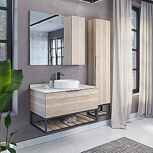 Зеркало со шкафом Comforty Порто 00-00009443 90 дуб дымчатый в ванную от интернет-магазине сантехники Sanbest