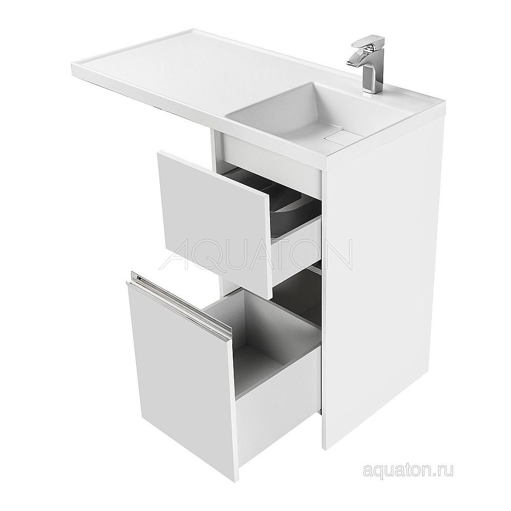 Тумба с раковиной Акватон Лондри 105 белая глянцевая для ванной в интернет-магазине Sanbest