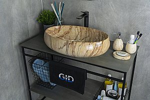 Раковина накладная Gid 60 Mnc161 54403 бежевый мрамор купить в интернет-магазине Sanbest