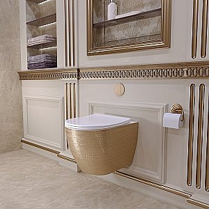 Унитаз подвесной Grossman Color GR-4455GWS безободковый, с крышкой микролифт, золото купить в интернет-магазине Sanbest