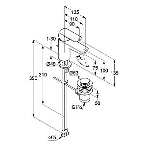 Смеситель для раковины Kludi Pure&Style 403820575 купить в интернет-магазине сантехники Sanbest