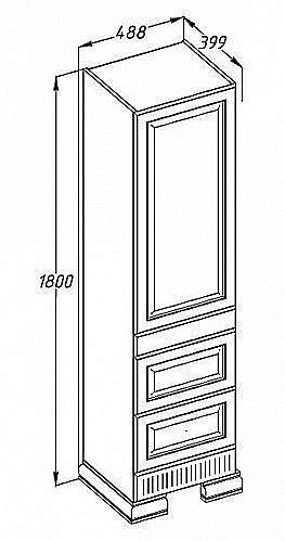 Пенал Опадирис Оникс 49 белый/золотая патина для ванной в интернет-магазине сантехники Sanbest