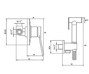 Гигиенический душ Bronze De Luxe ELEMENT EL28CB хром/черный купить в интернет-магазине сантехники Sanbest