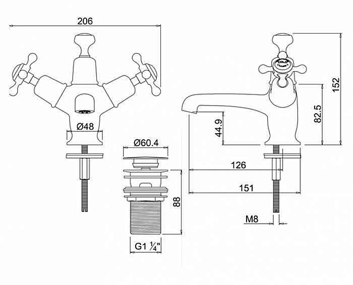 Смеситель для раковины Burlington CL6-QT купить в интернет-магазине сантехники Sanbest