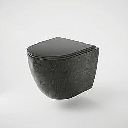 Унитаз подвесной Grossman Color GR-4455BBLS безободковый, с крышкой микролифт, черная кожа купить в интернет-магазине Sanbest