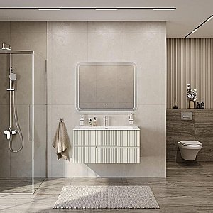 Тумба с раковиной Cezares DUET-N 100 DUET-N-1000-2C-SO-AS-P альпака брашированная для ванной в интернет-магазине Sanbest