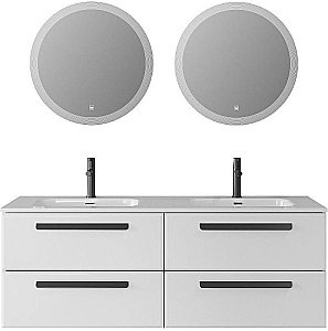 Тумба с раковиной Cezares ECO-CER-N 140 ECO-CER-N-1400-4C-SO-2-BL белая глянцевая для ванной в интернет-магазине Sanbest