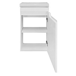 Тумба с раковиной подвесная Loranto KANTRI 45 раковина Фостер 45, белый глянец, правая для ванной в интернет-магазине Sanbest