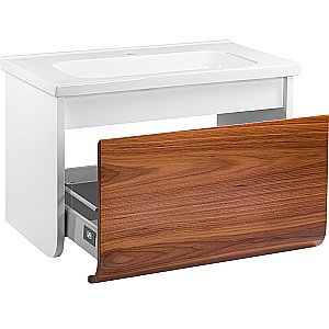 Тумба с раковиной Pestan Vision 80 VSN800T-CR орех/белый для ванной в интернет-магазине Sanbest