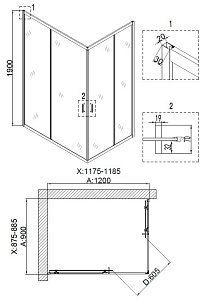 Душевой уголок Niagara NOVA 6811 120x90 прозрачный/черный купить в интернет-магазине Sanbest