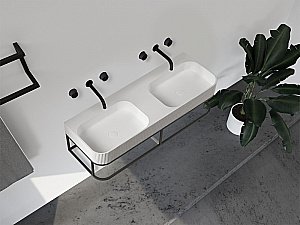 Консоль с раковиной ABBER Stein AS2646 белая матовая для ванной в интернет-магазине сантехники Sanbest