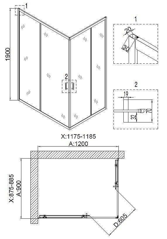 Душевой уголок Niagara Nova NG-6811-08 Black, 120x90 см, раздвижные двери, прозрачный, черный купить в интернет-магазине Sanbest