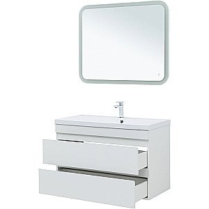 Тумба с раковиной Aquanet Нота new 100 335420 белая для ванной в интернет-магазине Sanbest