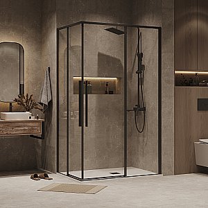 Душевой уголок Grossman Galaxy 300.K33.01.9070.21.00 90x70 стекло прозрачное/профиль черный матовый купить в интернет-магазине Sanbest
