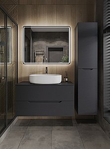 Тумба с раковиной Orange Line 100 Li-100TugMDF+B04-600W графит/белый для ванной в интернет-магазине Sanbest