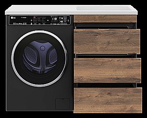 Тумба с раковиной Misty Коломбо - 60 П-Кол06060-0113Я (Раковина Гавана 120) темное дерево/серый для ванной в интернет-магазине Sanbest