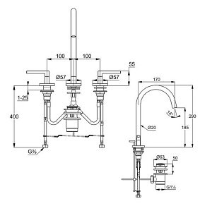 Смеситель для раковины Kludi Nova Fonte Puristic 201430515 хром купить в интернет-магазине сантехники Sanbest