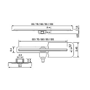 Душевой трап NEW TRENDY VISIO SLIM GOLD 70 OL-0082 матовое золото купить в интернет-магазине Sanbest