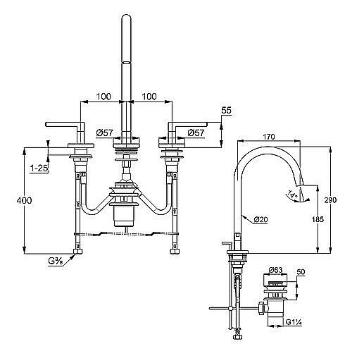 Смеситель для раковины Kludi Nova Fonte Puristic 201430515 хром купить в интернет-магазине сантехники Sanbest