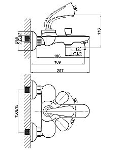 Смеситель для ванны D&K Venice Gondola DA1023241 купить в интернет-магазине сантехники Sanbest
