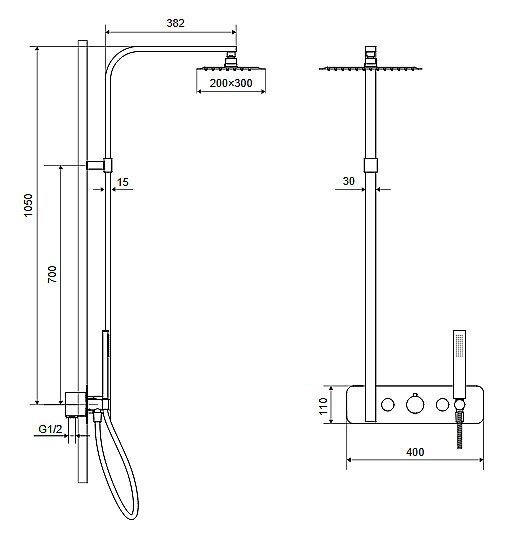 Душевая система Excellent Rain Krotos 8081 CR купить в интернет-магазине сантехники Sanbest