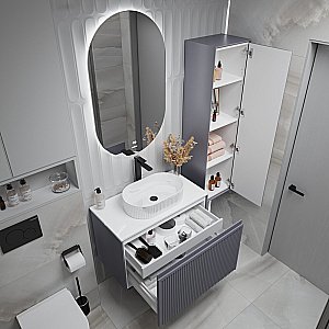 Пенал подвесной Grossman Кристалл 40 303543 графит матовый для ванной в интернет-магазине сантехники Sanbest