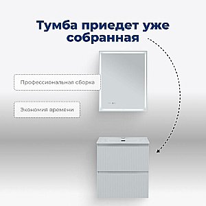 Тумба с раковиной Aquanet Джейн (Flat) 335422/254363 60 белый матовый для ванной в интернет-магазине Sanbest